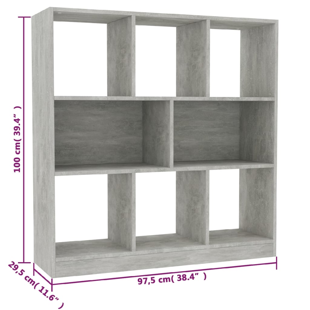 vidaXL Knihovna betonově šedá 97,5 x 29,5 x 100 cm dřevotříska
