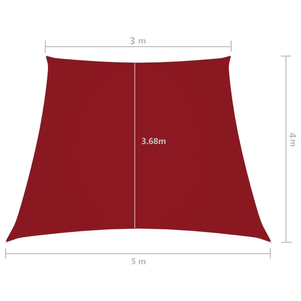 vidaXL Stínicí plachta oxfordská látka lichoběžník 3/5 x 4 m červená