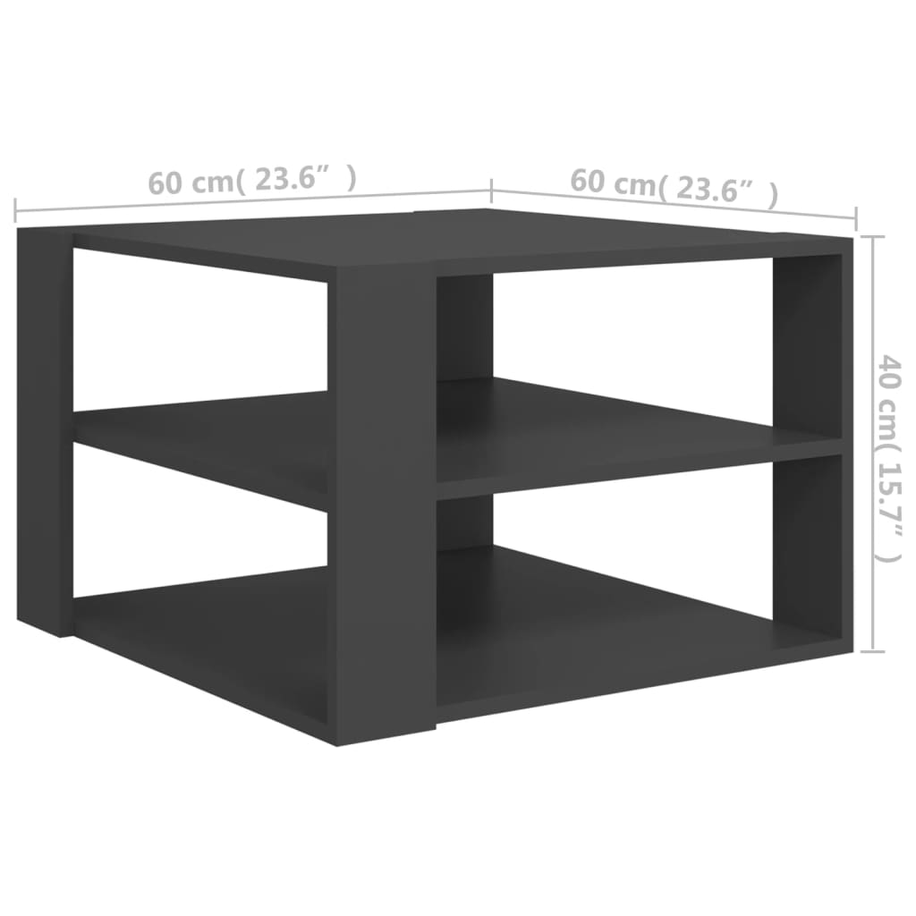 vidaXL Konferenční stolek šedý 60 x 60 x 40 cm dřevotříska