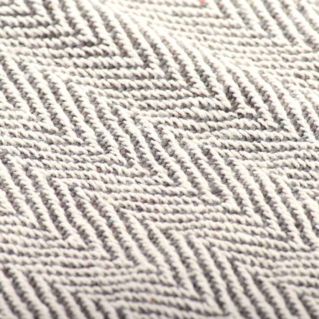 vidaXL Přehoz bavlněný vzor rybí kosti 160 x 210 cm šedý