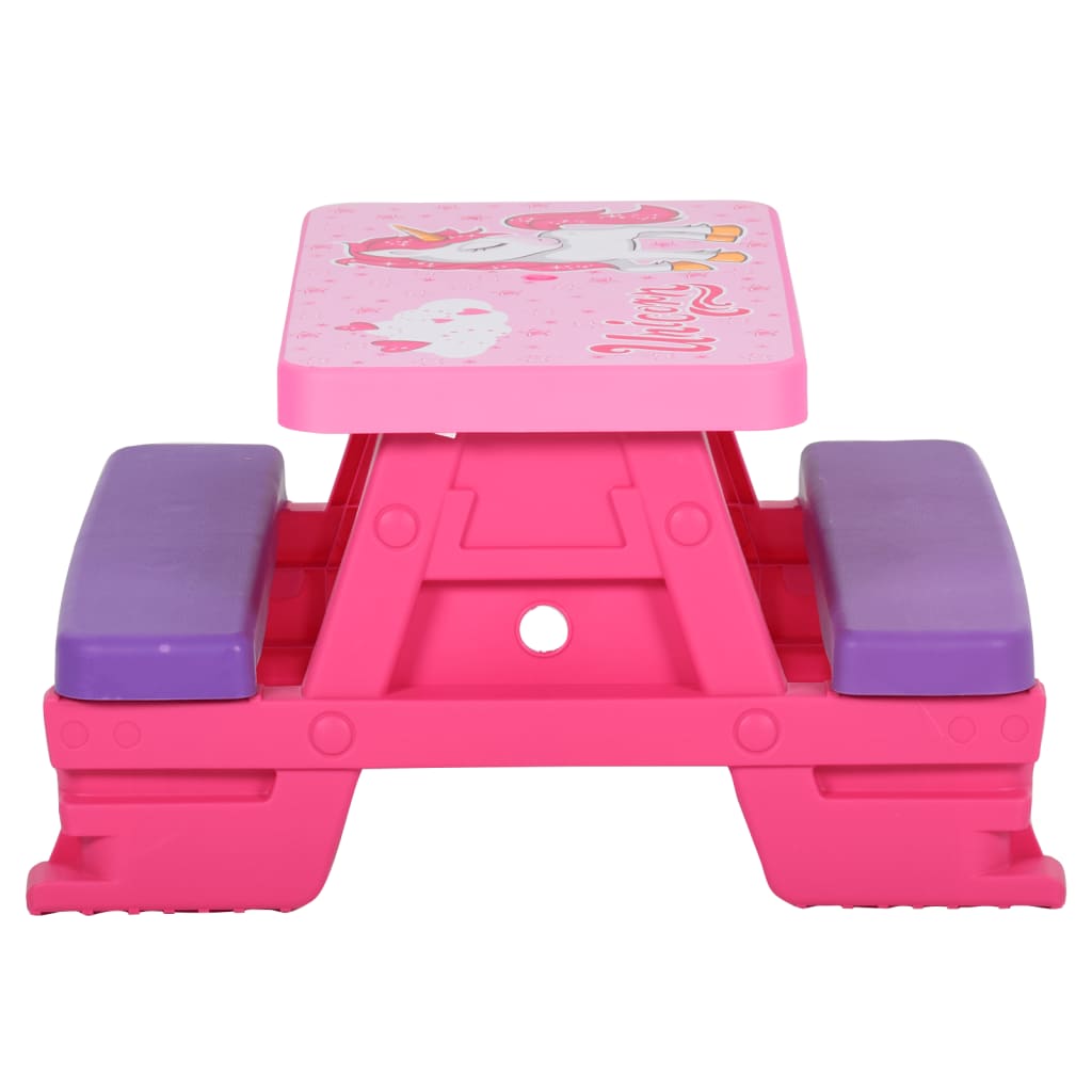 vidaXL Dětský piknikový stůl s lavičkami 79 x 69 x 42 cm růžová