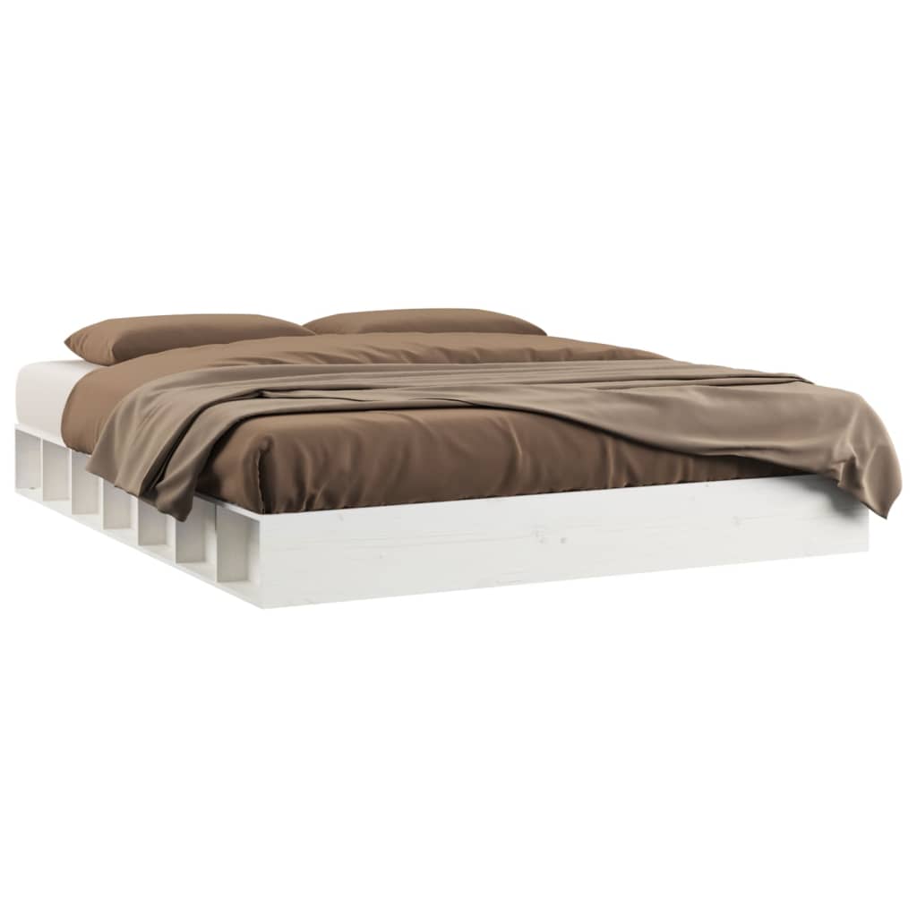 vidaXL Rám postele bílý 200 x 200 cm masivní dřevo