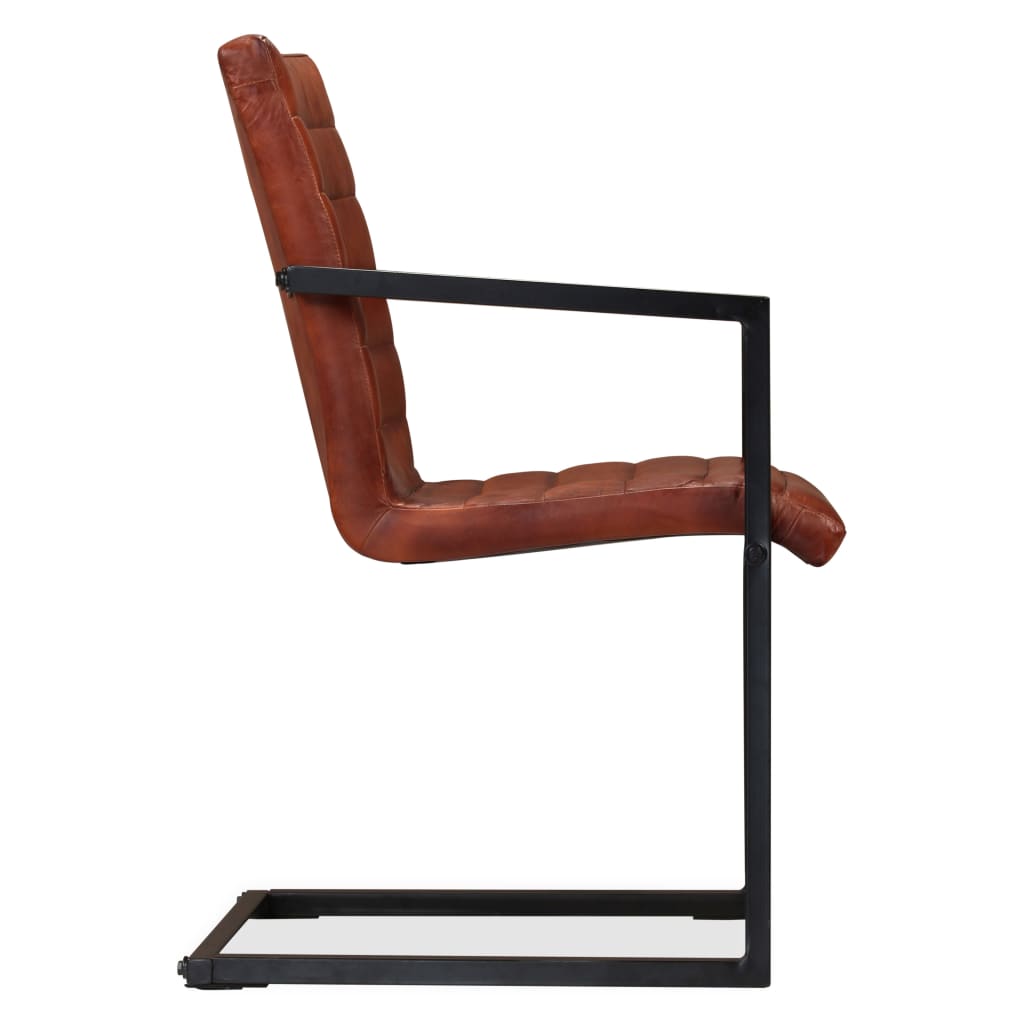 vidaXL Jídelní židle 2 ks hnědé pravá kůže