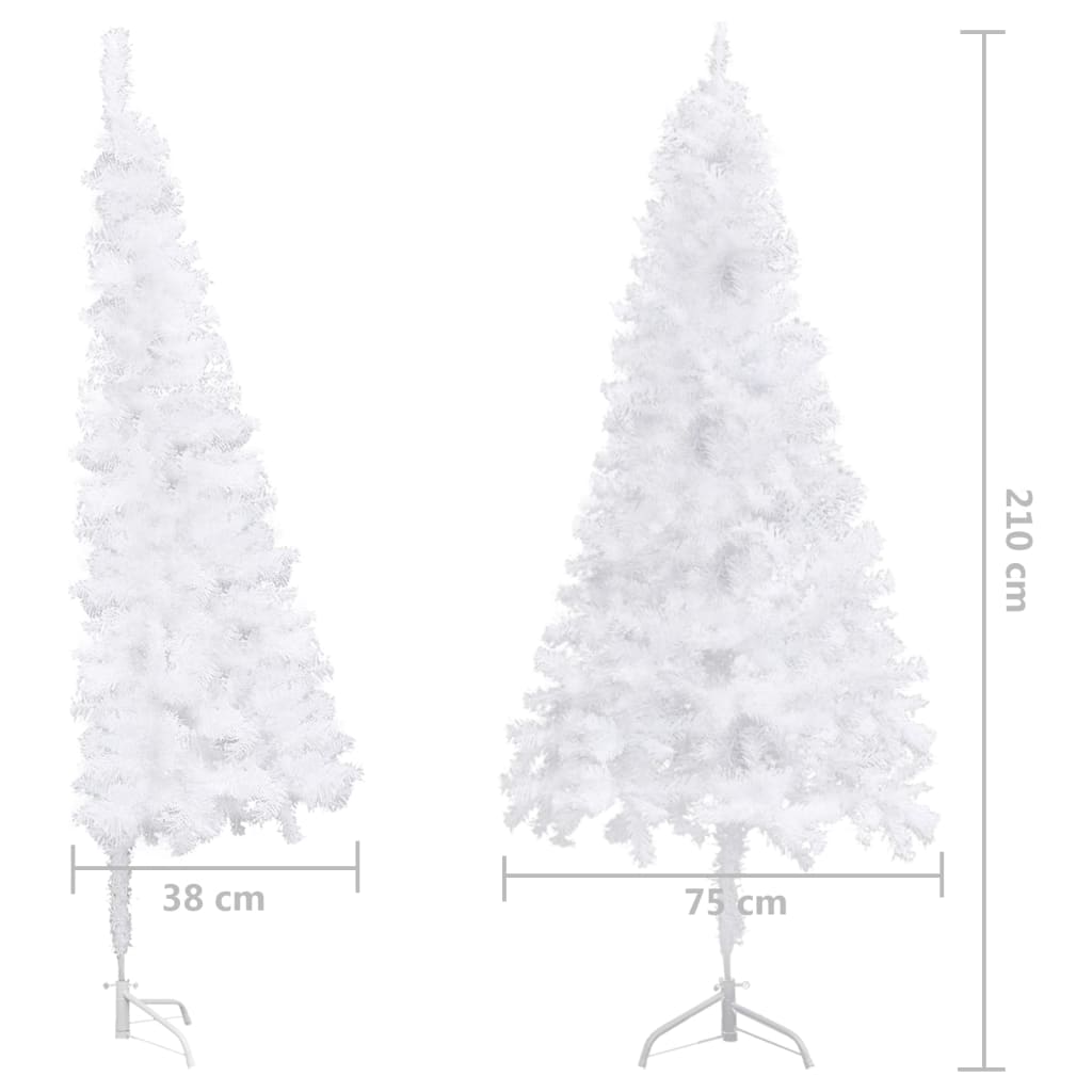vidaXL Rohový umělý vánoční stromek LED a sada koulí bílý 210 cm PVC