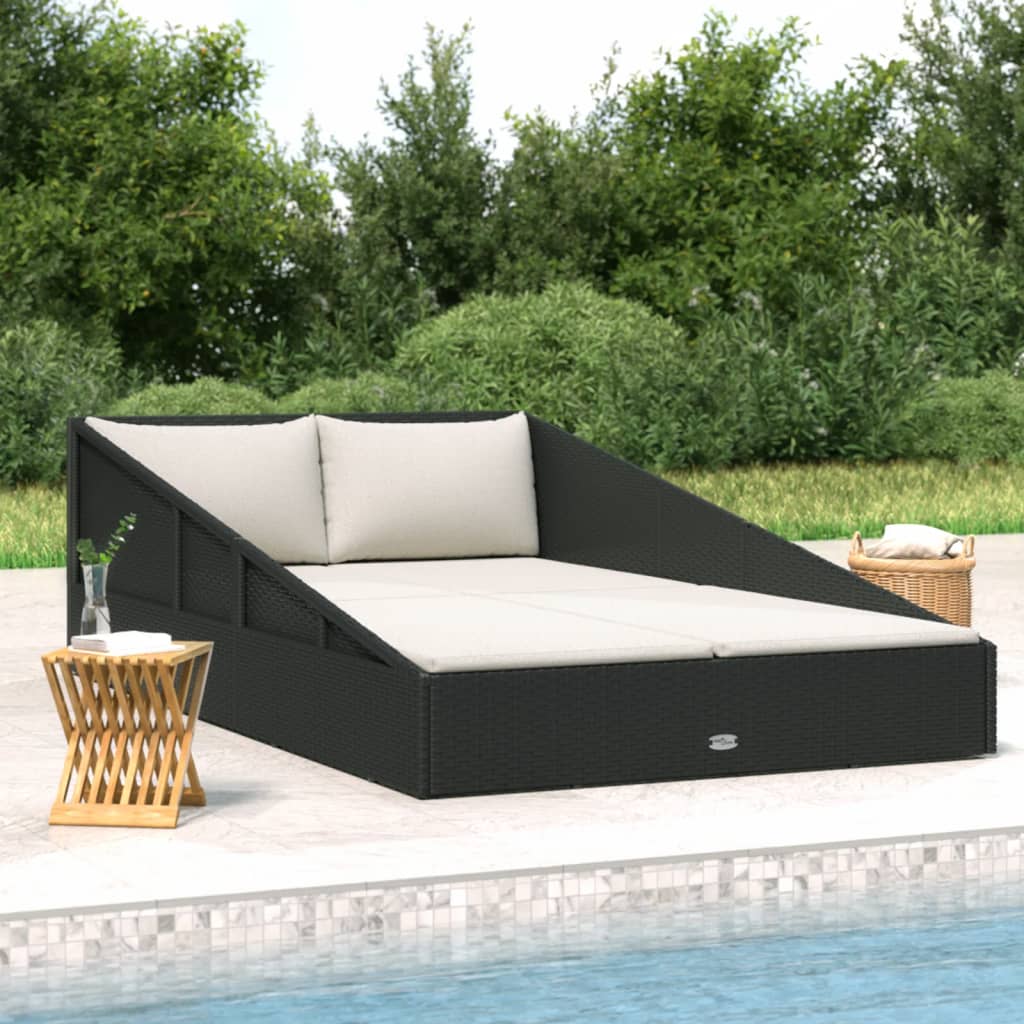 vidaXL Zahradní postel černá 110 x 200 cm polyratan