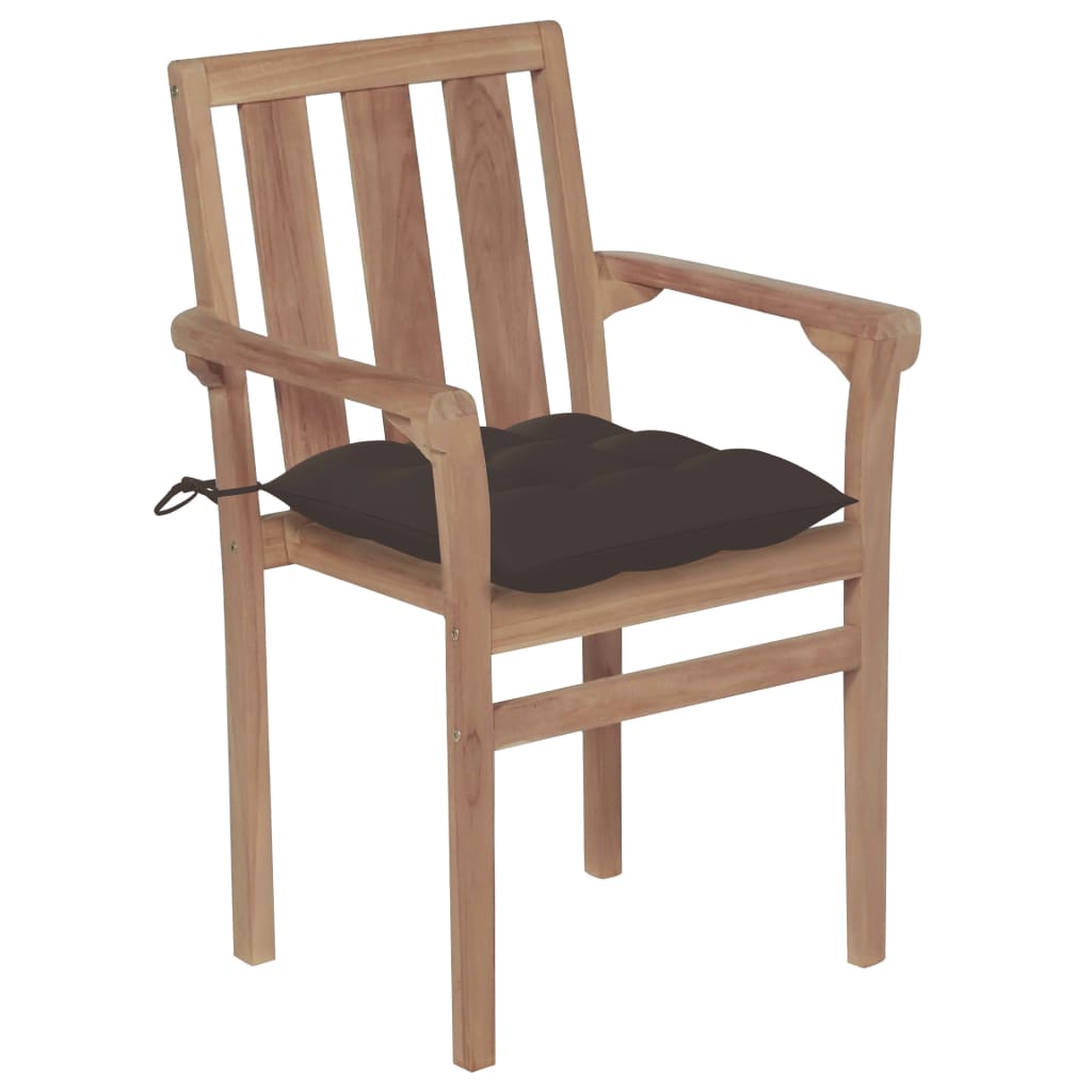 vidaXL Zahradní židle 2 ks taupe podušky masivní teakové dřevo