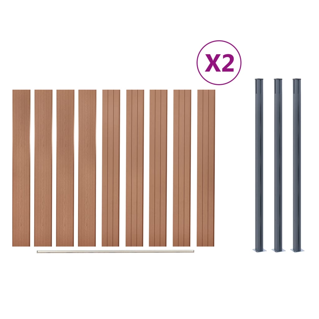vidaXL Sada plotových dílců hnědá 353 x 186 cm WPC