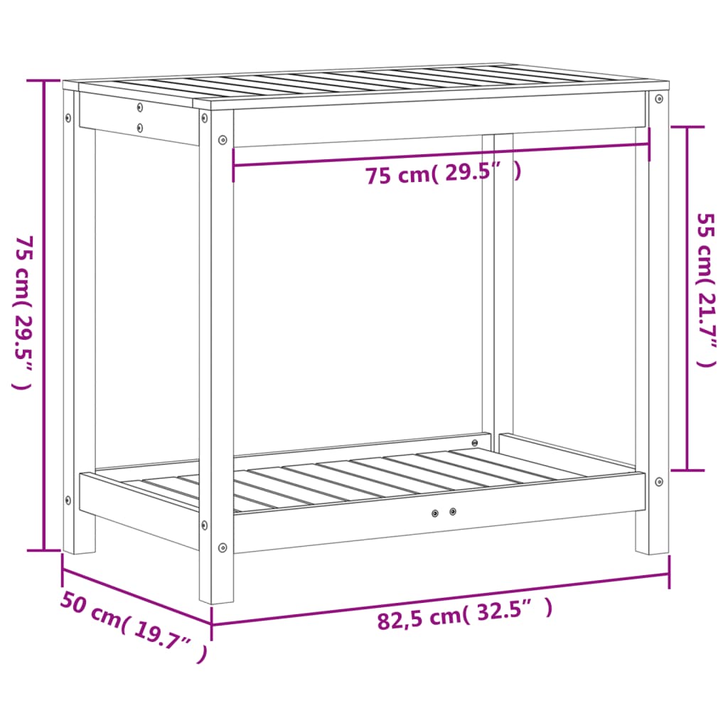 vidaXL Přesazovací stůl s policí 82,5x50x75 cm impregnovaná borovice