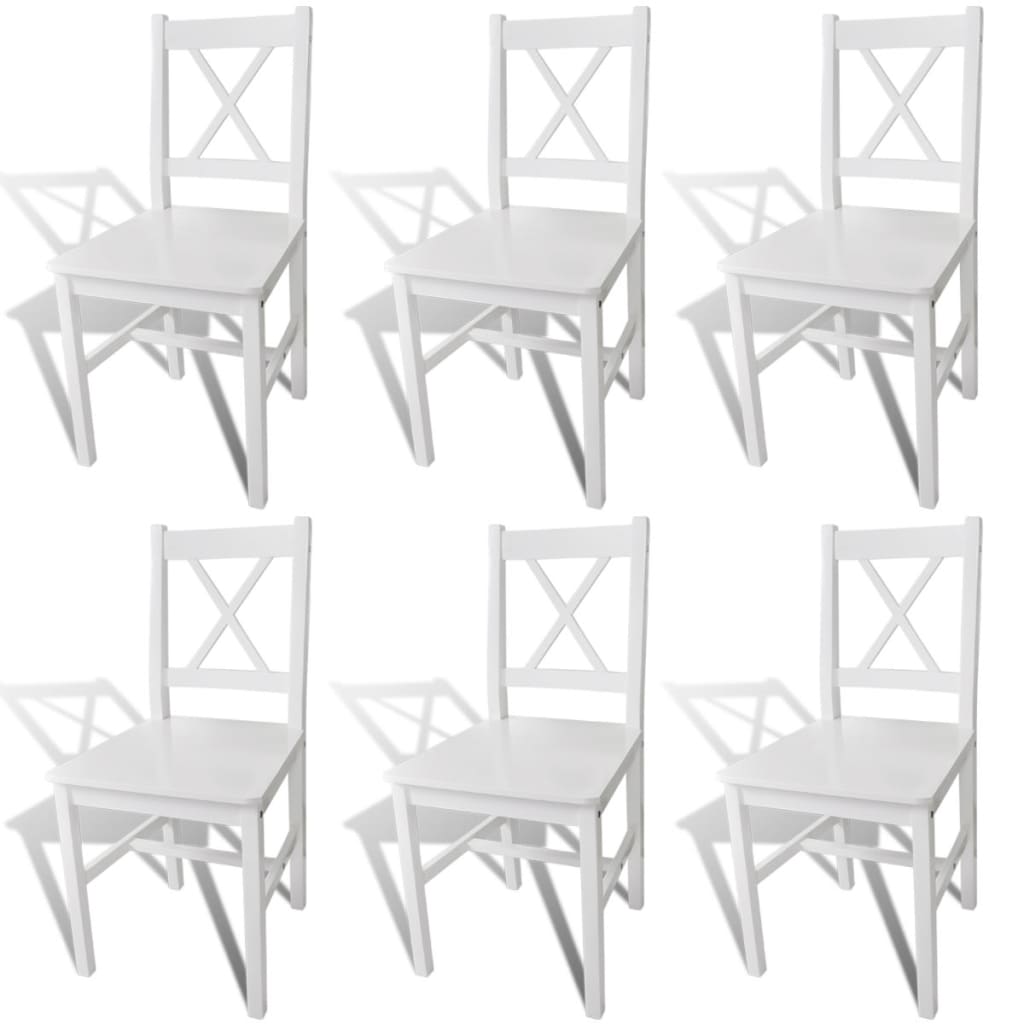 vidaXL Jídelní židle 6 ks bílé borové dřevo