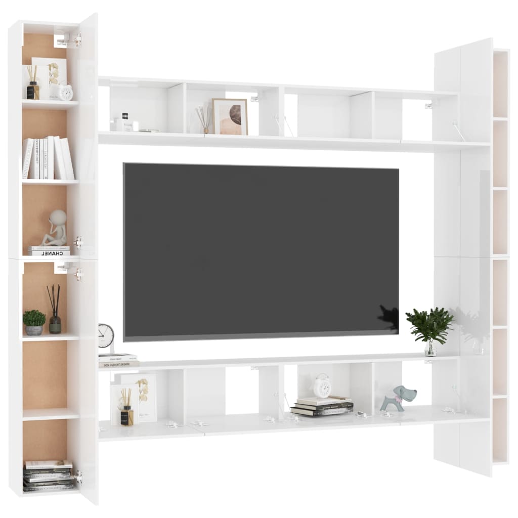 vidaXL 8dílný set TV skříněk bílý s vysokým leskem dřevotříska