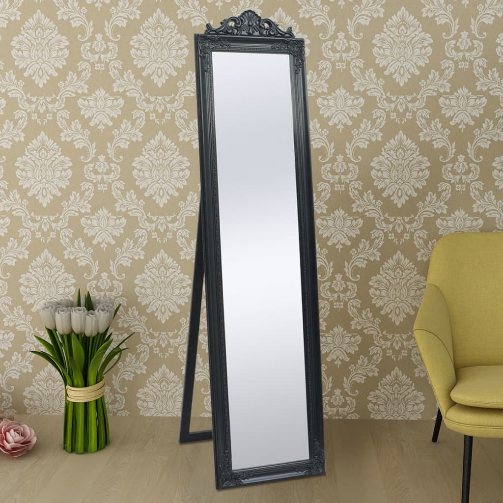 vidaXL Volně stojící zrcadlo barokní styl 160 x 40 cm černé