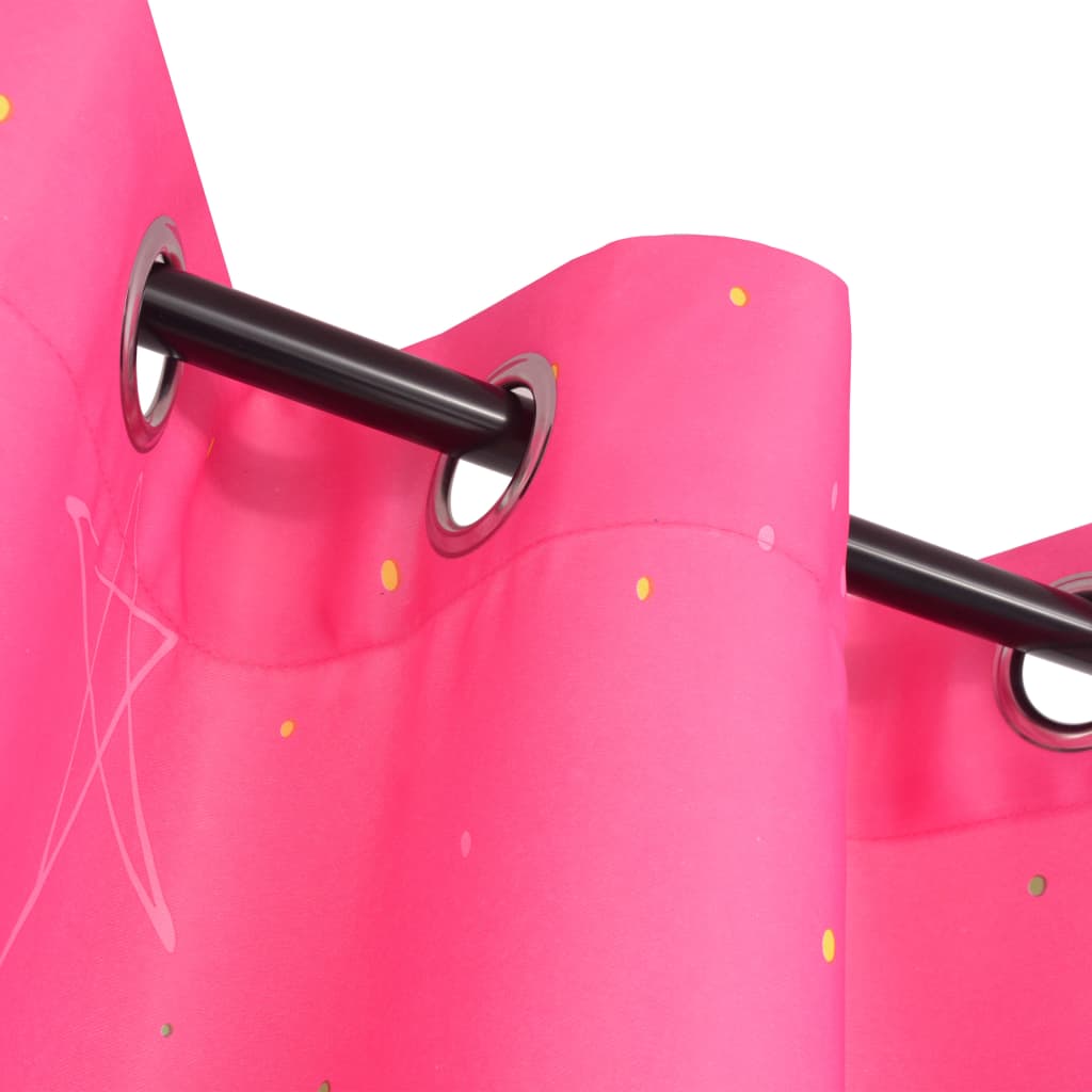 vidaXL Dětské zatemňovací závěsy s potiskem, 2 ks, 140x240 cm, růžová