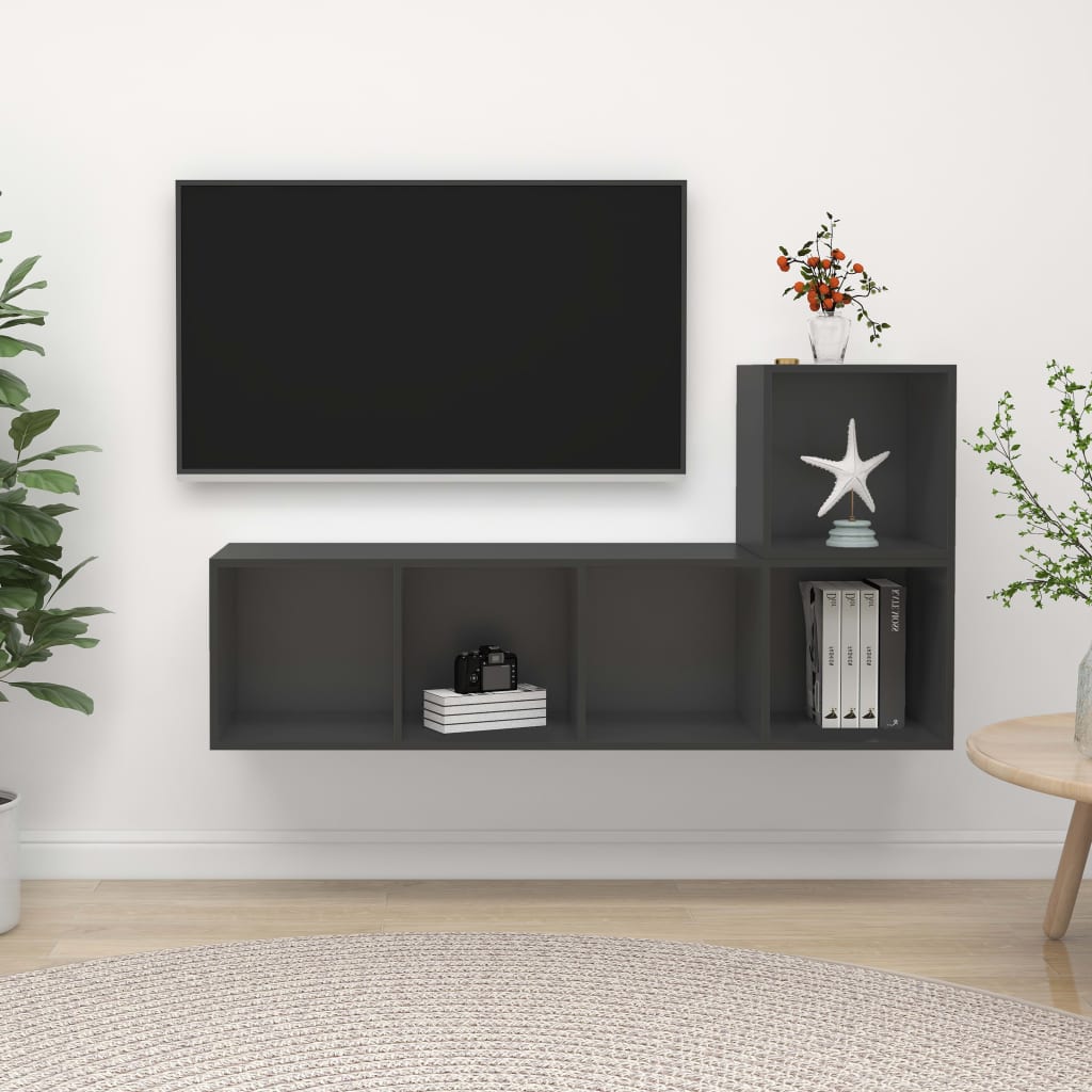 vidaXL Nástěnné TV skříňky 2 ks šedé dřevotříska