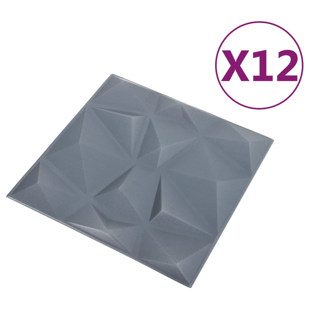 vidaXL 3D nástěnné panely 12 ks 50 x 50 cm diamant šedé 3 m²