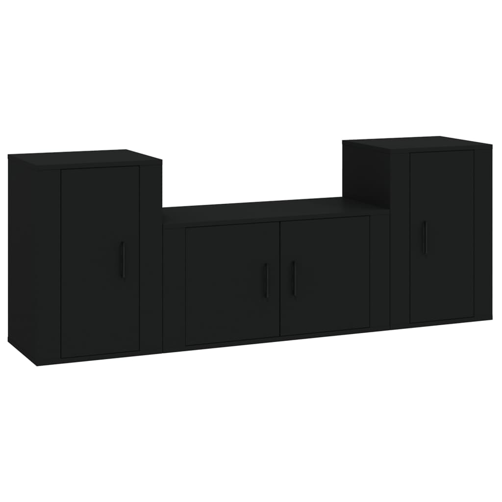 vidaXL 3dílný set TV skříněk černý kompozitní dřevo