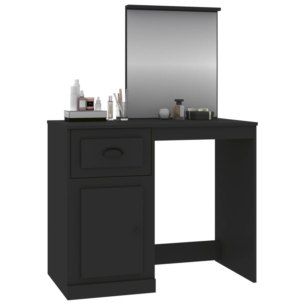 vidaXL Toaletní stolek se zrcadlem černý 90 x 50 x 132,5 cm kompozit