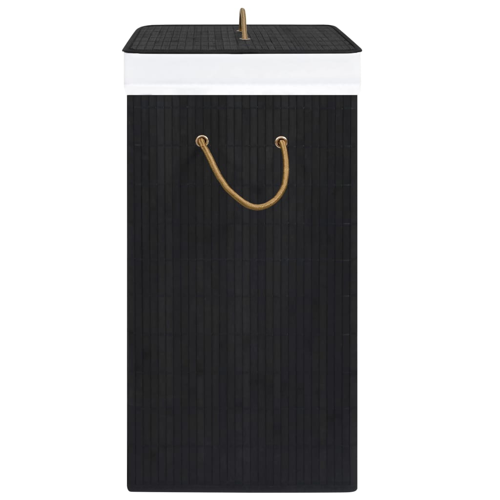 vidaXL Bambusový koš na prádlo s jednou přihrádkou černý