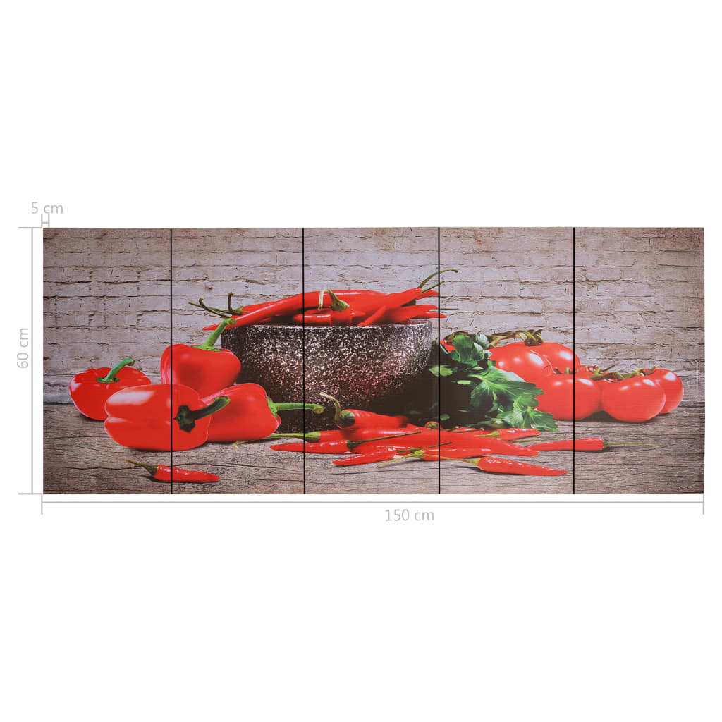 vidaXL Sada nástěnných obrazů na plátně Paprika barevná 150 x 60 cm
