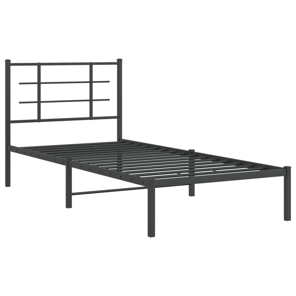 vidaXL Kovový rám postele s čelem černý 90 x 190 cm