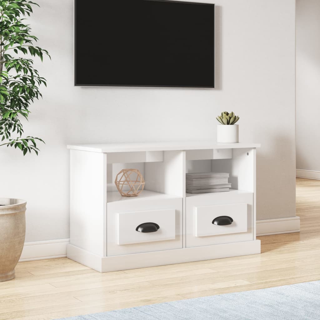 vidaXL TV skříňka bílá s vysokým leskem 80x35x50 cm kompozitní dřevo