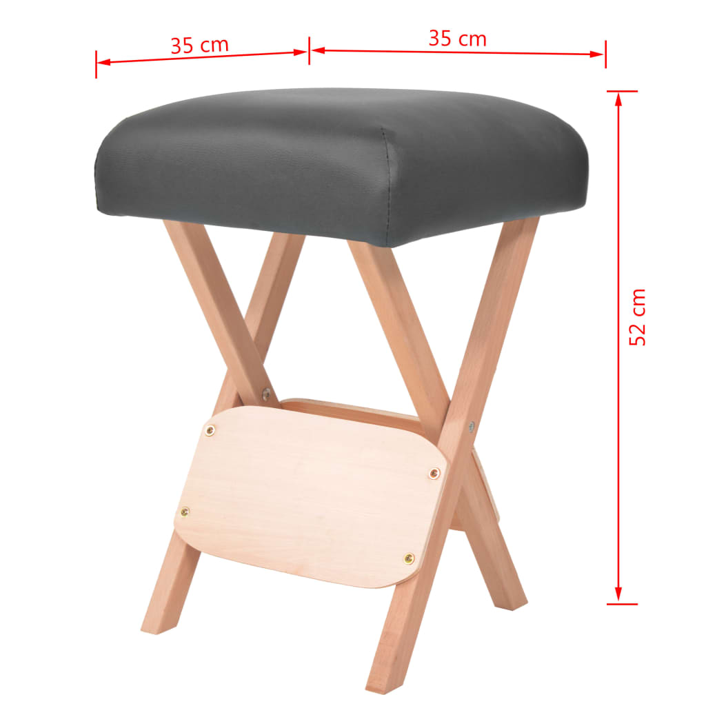 vidaXL Skládací masážní stolička 12 cm silný sedák 2 podhlavníky černá