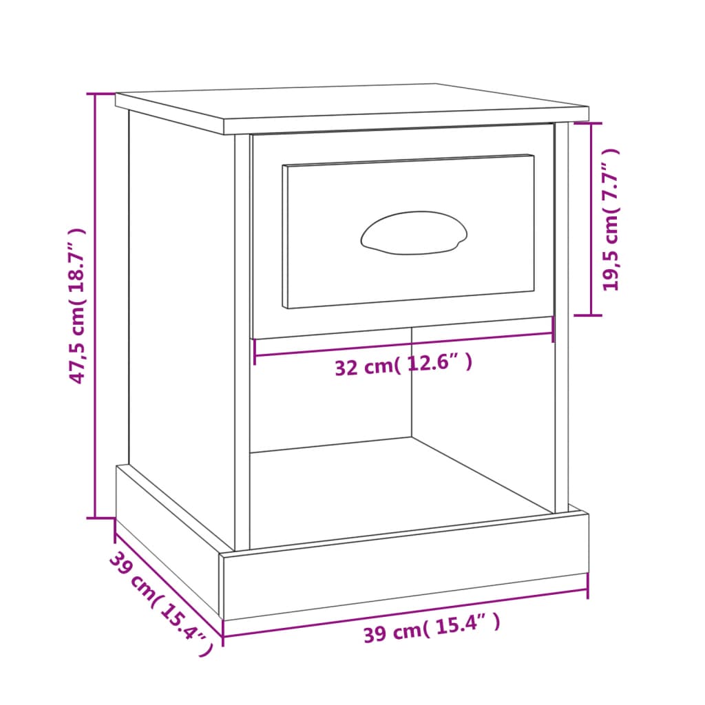 vidaXL Noční stolek šedý sonoma 39 x 39 x 47,5 cm kompozitní dřevo