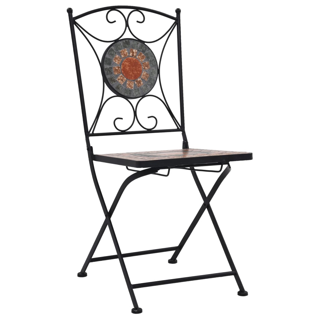 vidaXL Mozaikové bistro židle 2 ks oranžovo-šedé