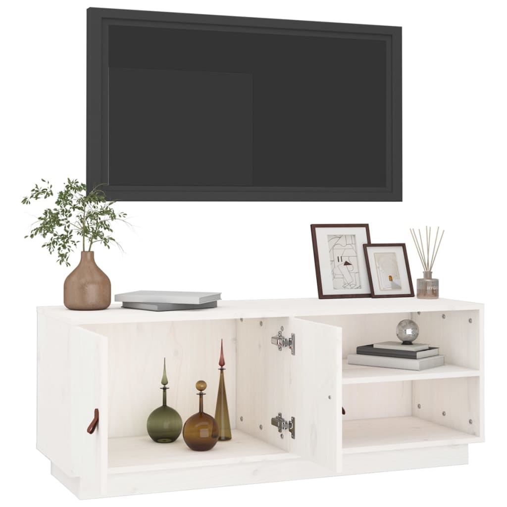 vidaXL TV skříňka bílá 105 x 34 x 40 cm masivní borové dřevo