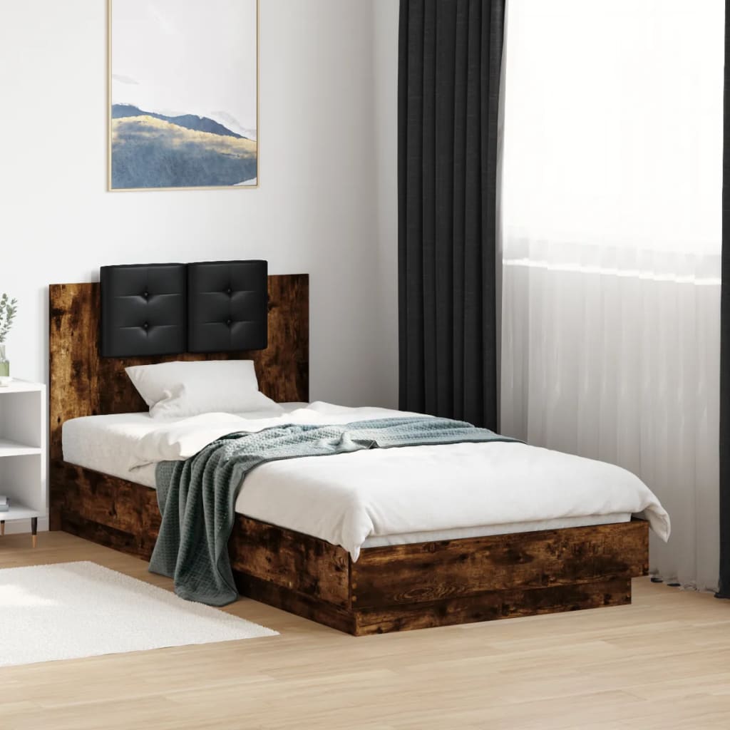vidaXL Rám postele s čelem kouřový dub 75 x 190 cm kompozitní dřevo