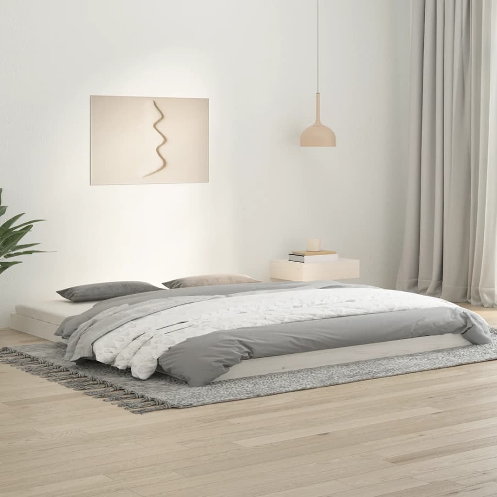 vidaXL Rám postele s LED bílý 180 x 200 cm Super King masivní dřevo