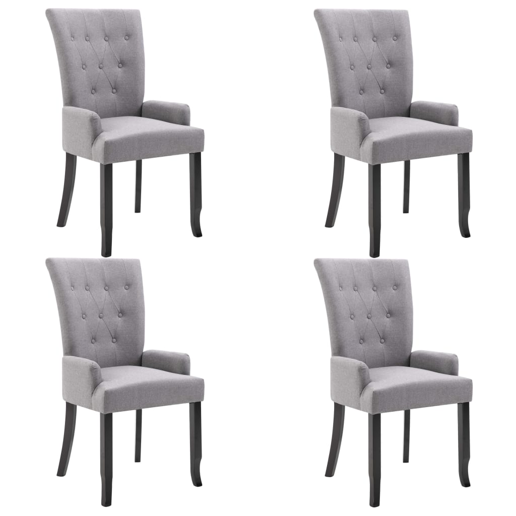 vidaXL Jídelní židle s područkami 4 ks světle šedé textil