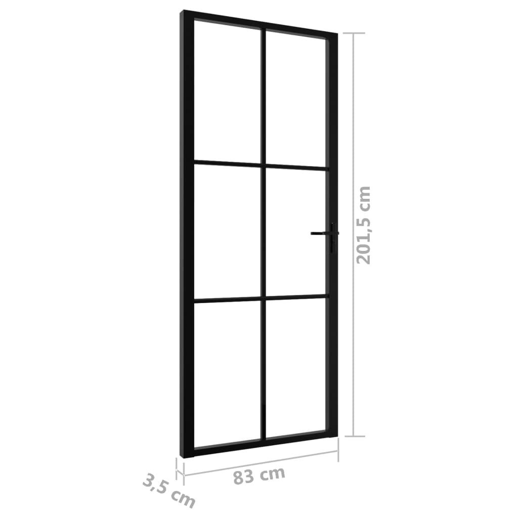 vidaXL Interiérové dveře ESG sklo a hliník 83 x 201,5 cm černé