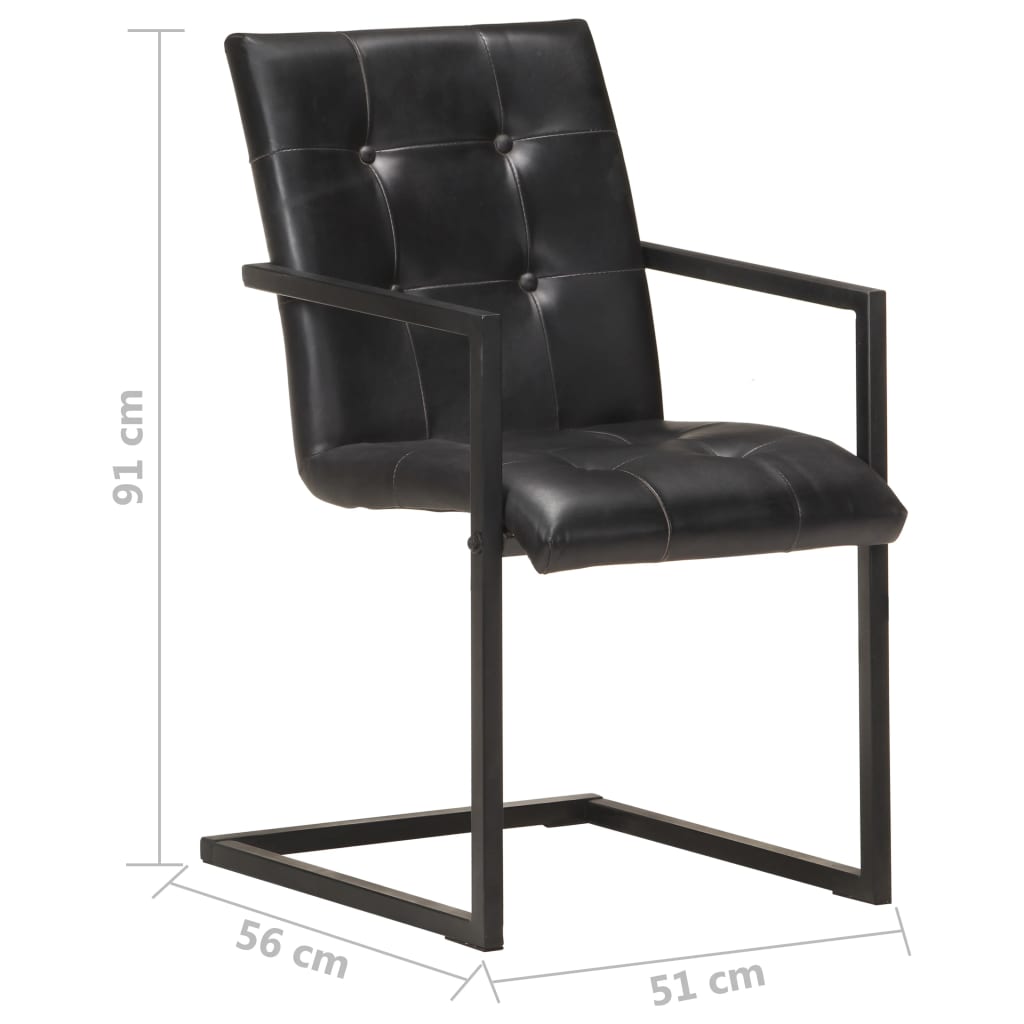 vidaXL Konzolové jídelní židle 2 ks černé pravá kůže