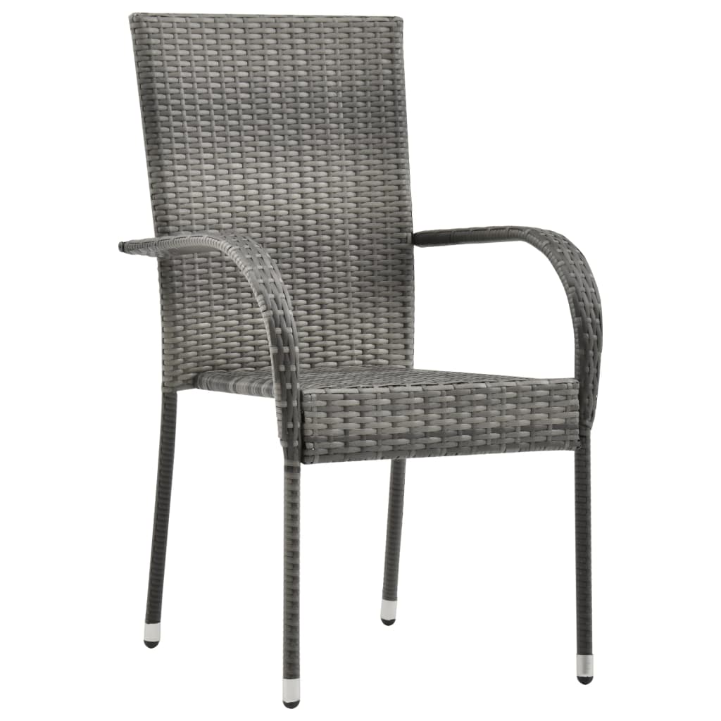 vidaXL Stohovatelné zahradní židle 4 ks šedé polyratan