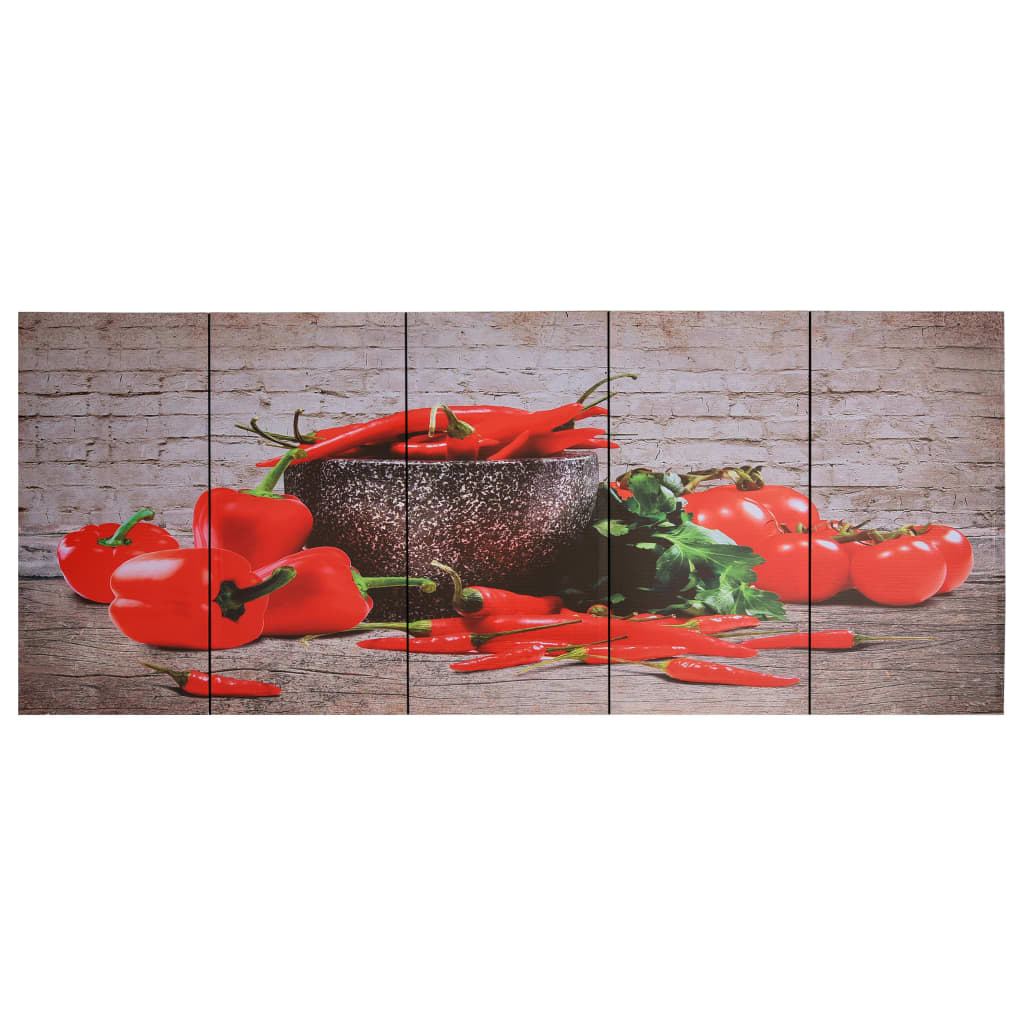 vidaXL Sada nástěnných obrazů na plátně Paprika barevná 200 x 80 cm