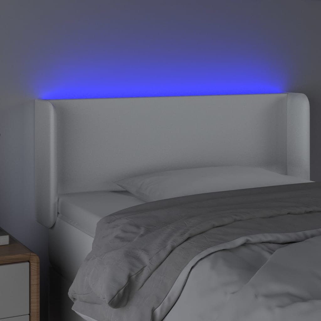 vidaXL Čelo postele s LED bílé 93 x 16 x 78/88 cm umělá kůže