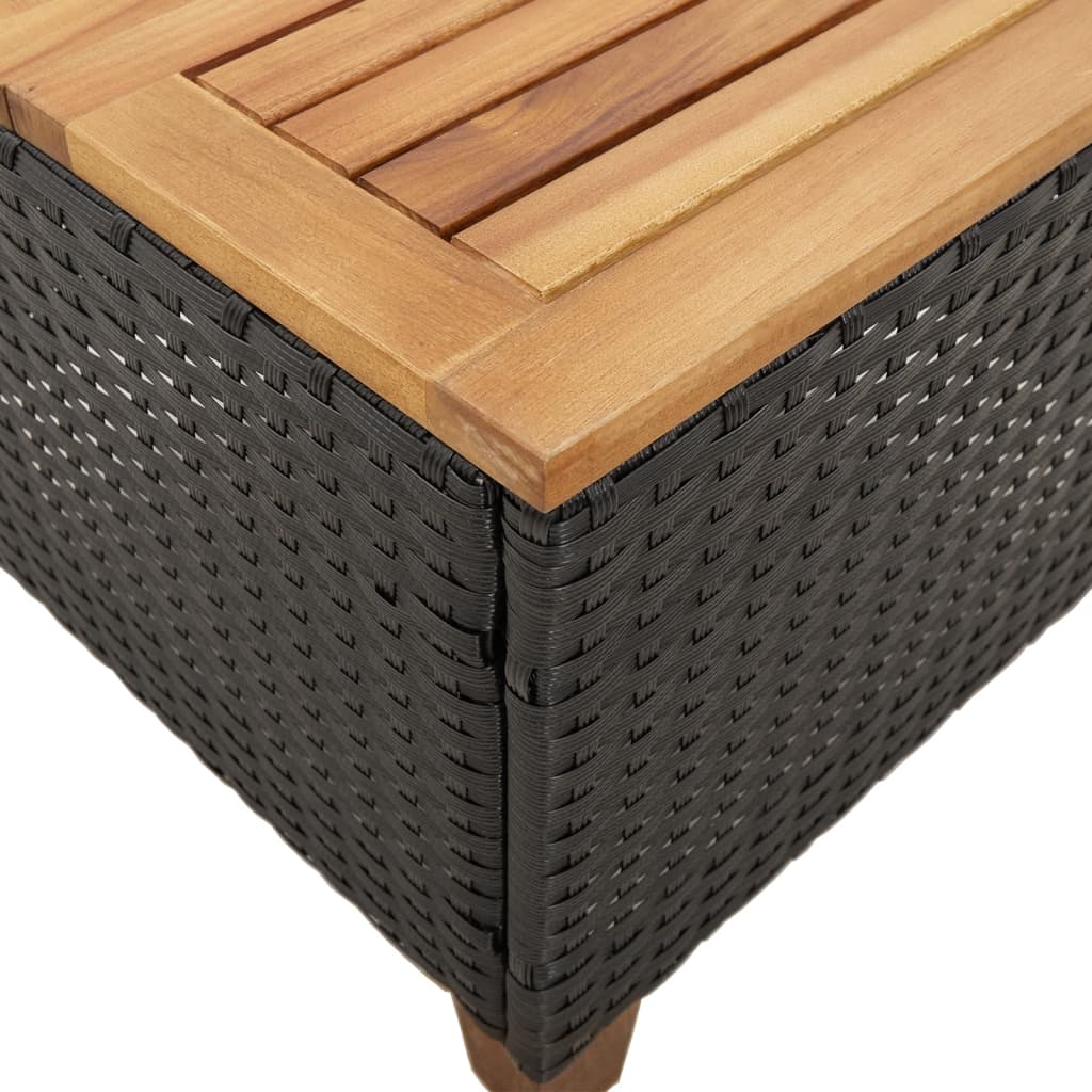 vidaXL Zahradní stolek černý 45 x 45 x 37 cm polyratan akáciové dřevo