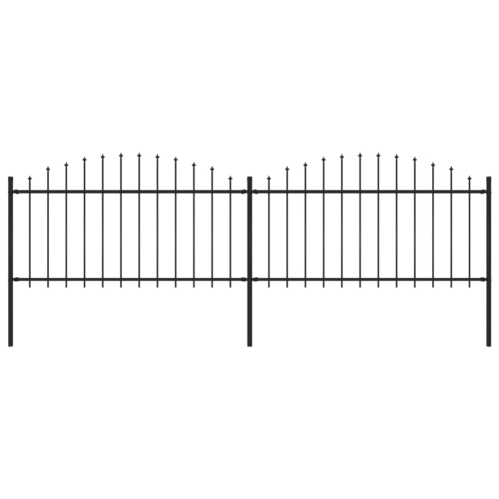 vidaXL Zahradní plot s hroty ocel (1,25–1,5) x 3,4 m černý