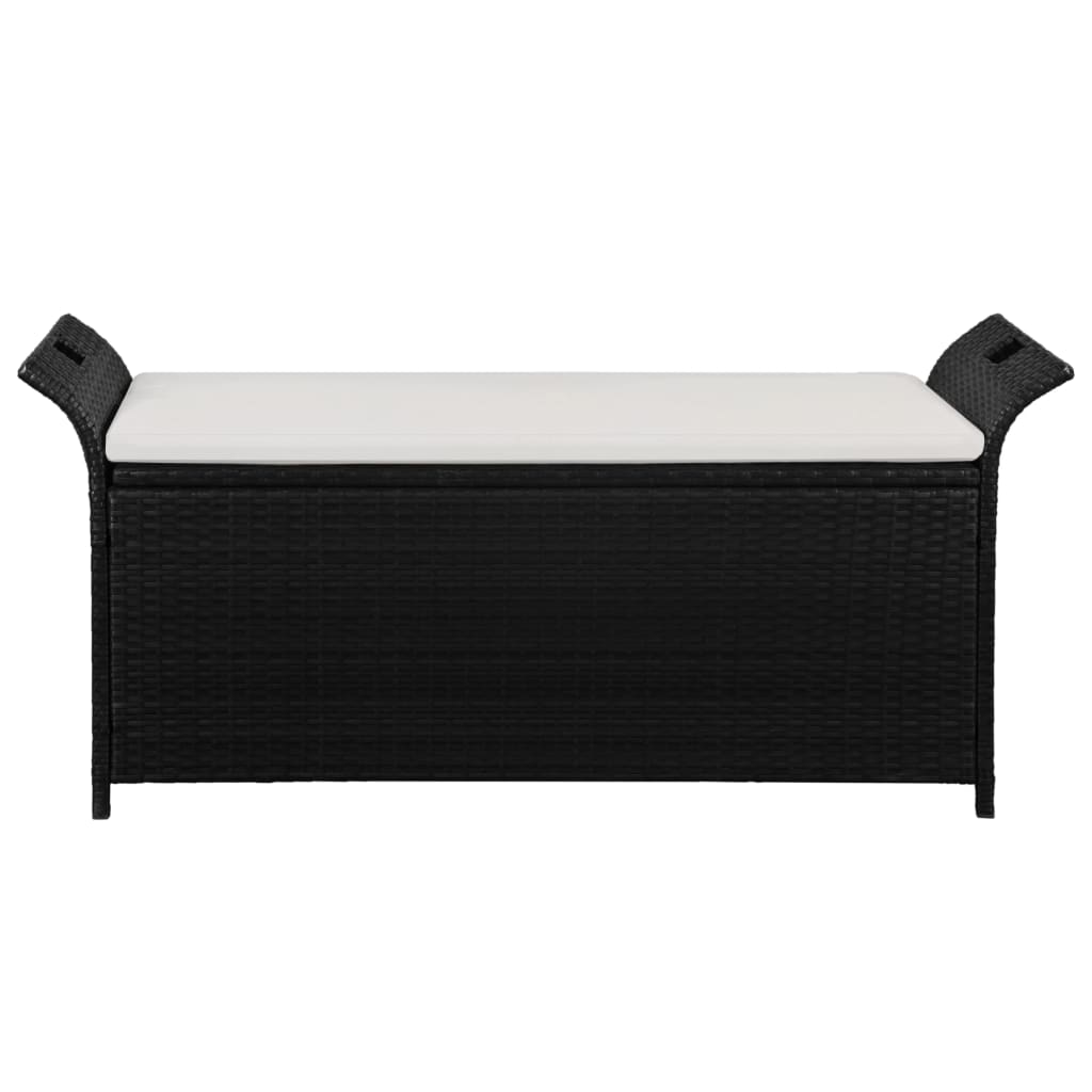 vidaXL Úložná lavice s poduškou 138 cm polyratan černá
