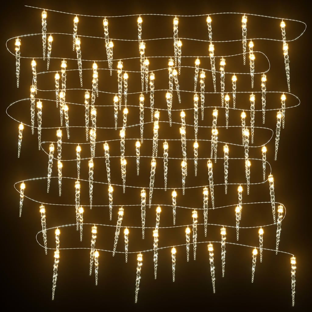 vidaXL Vánoční světelné rampouchy 100 teplé bílých LED akryl a PVC
