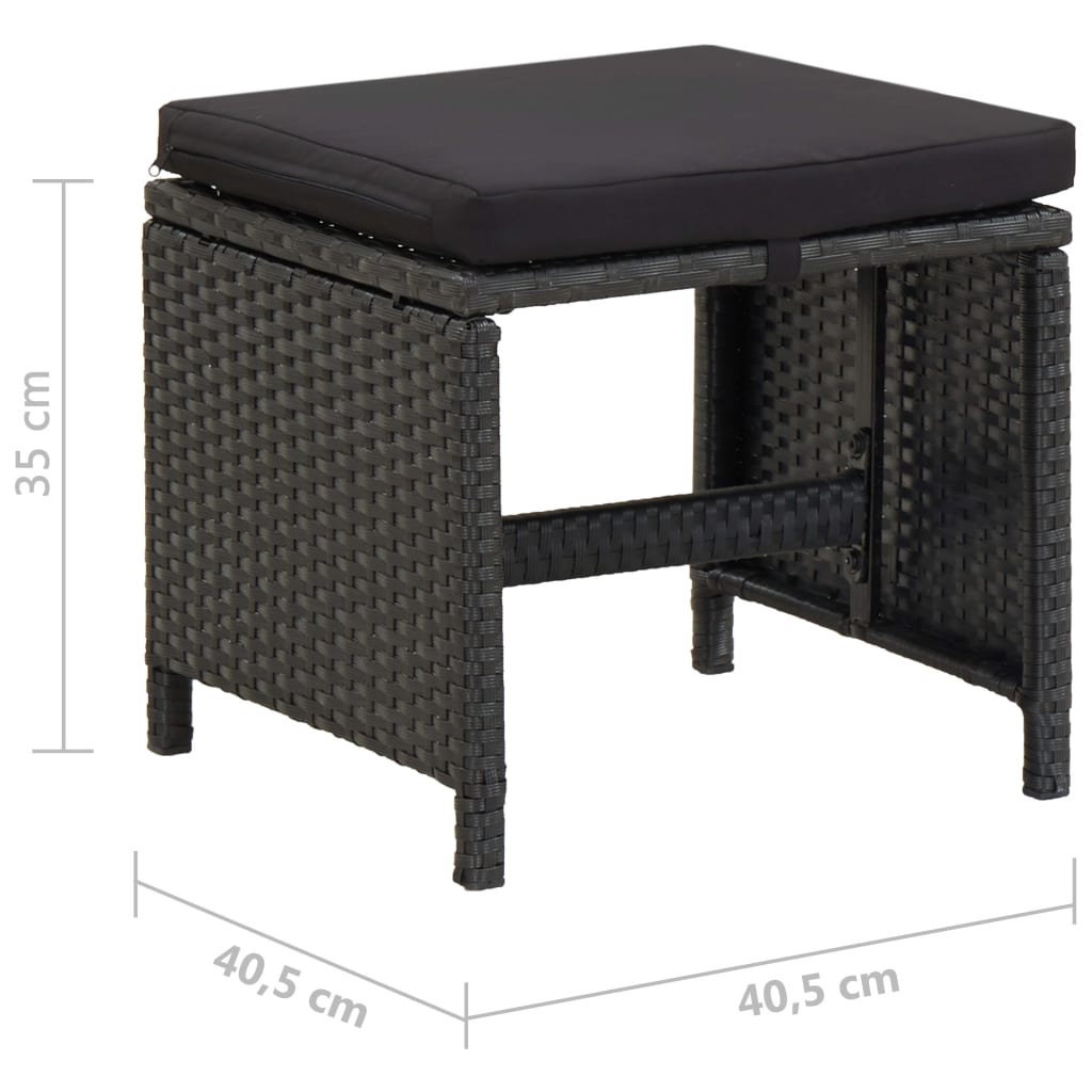 vidaXL Zahradní stoličky s poduškami 2 ks polyratan černé