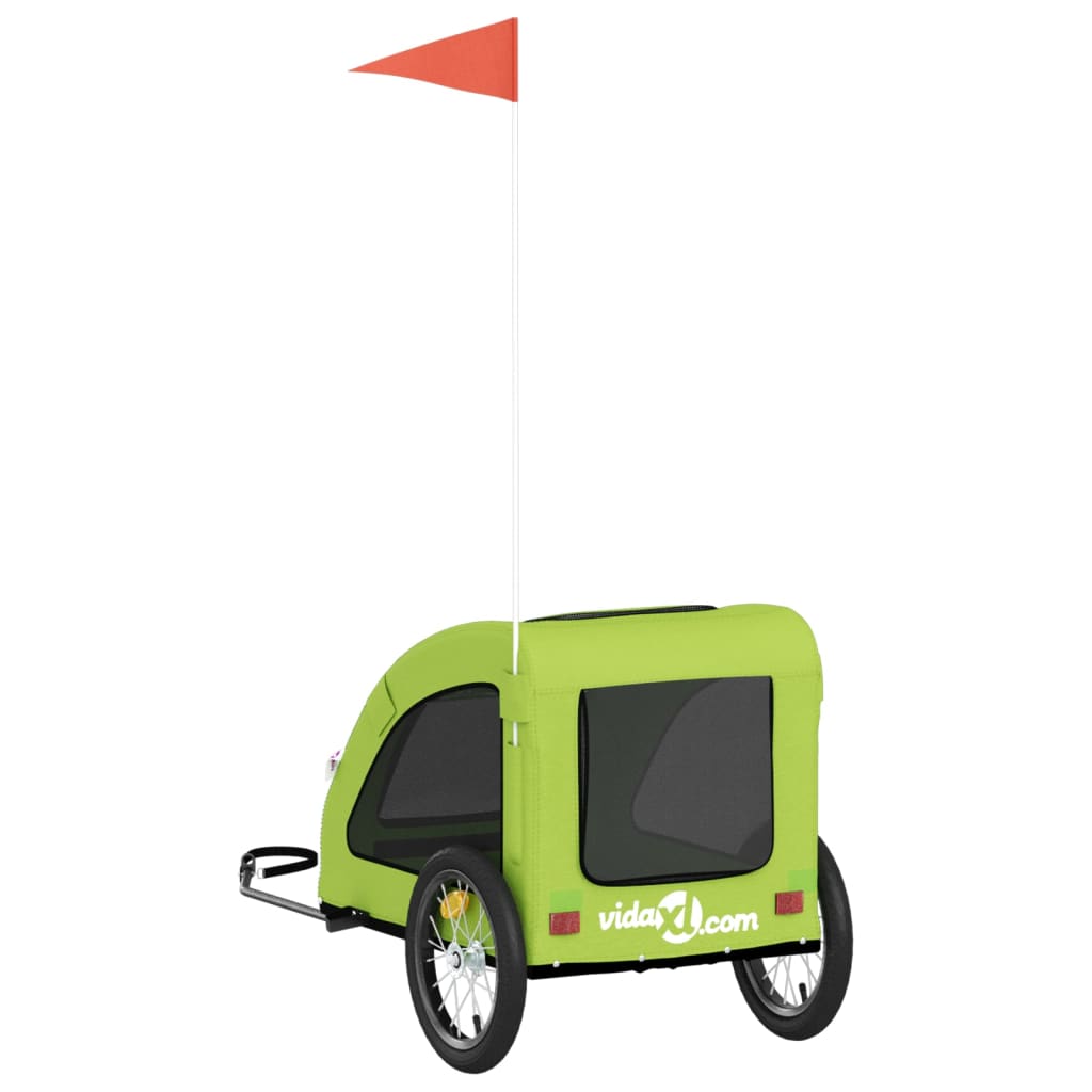 vidaXL Vozík za kolo pro psa zelený oxfordská tkanina a železo