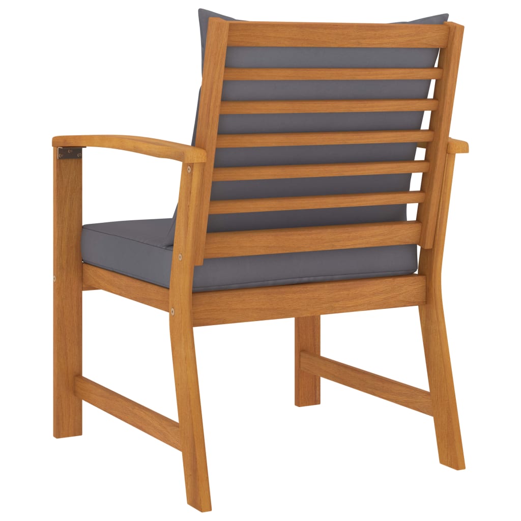 vidaXL Zahradní židle 2 ks tmavě šedá poduška masivní akáciové dřevo