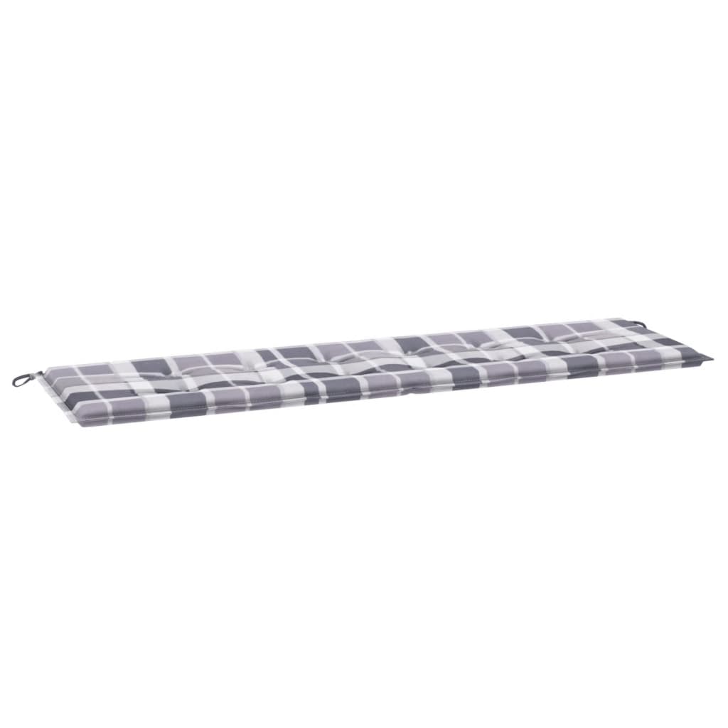 vidaXL Poduška na zahradní lavici šedá károvaná 180 x 50 x 3 cm oxford