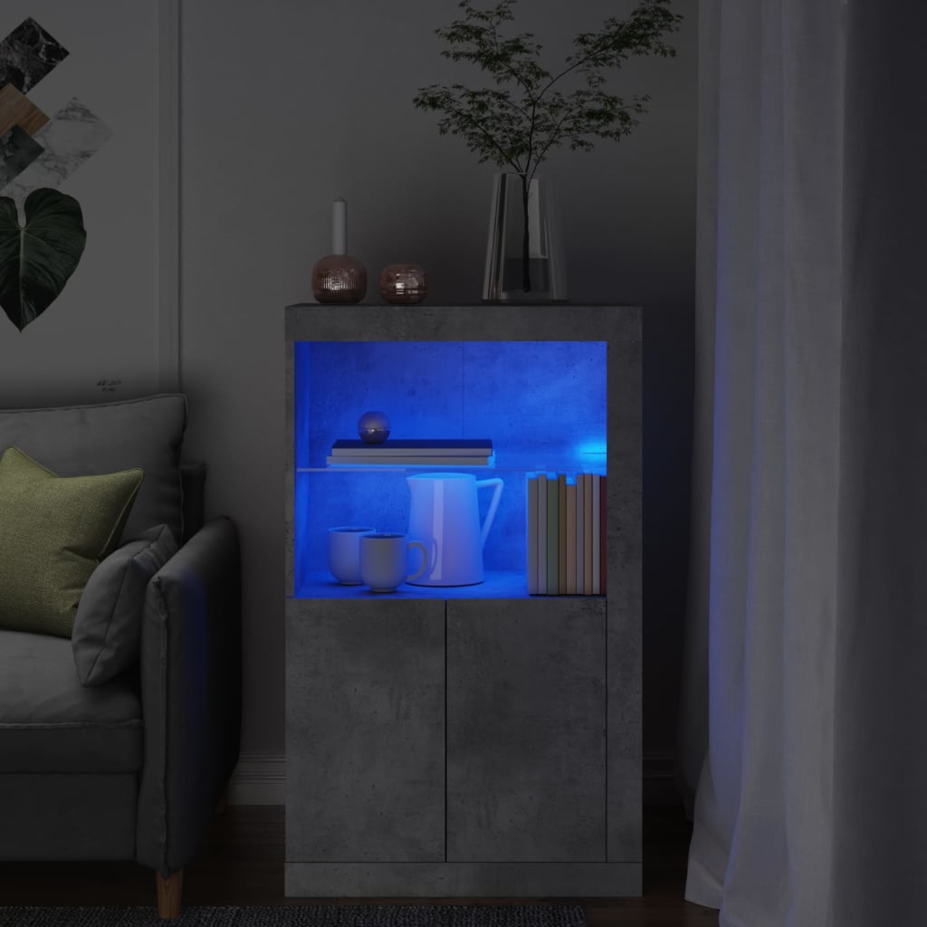 vidaXL Odkládací skříňka LED osvětlení betonově šedá kompozitní dřevo
