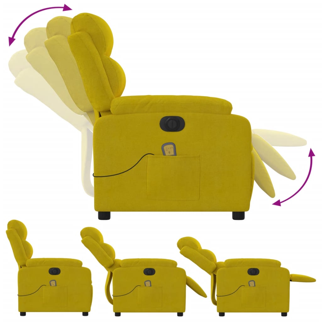 vidaXL Elektrické masážní polohovací křeslo žluté samet