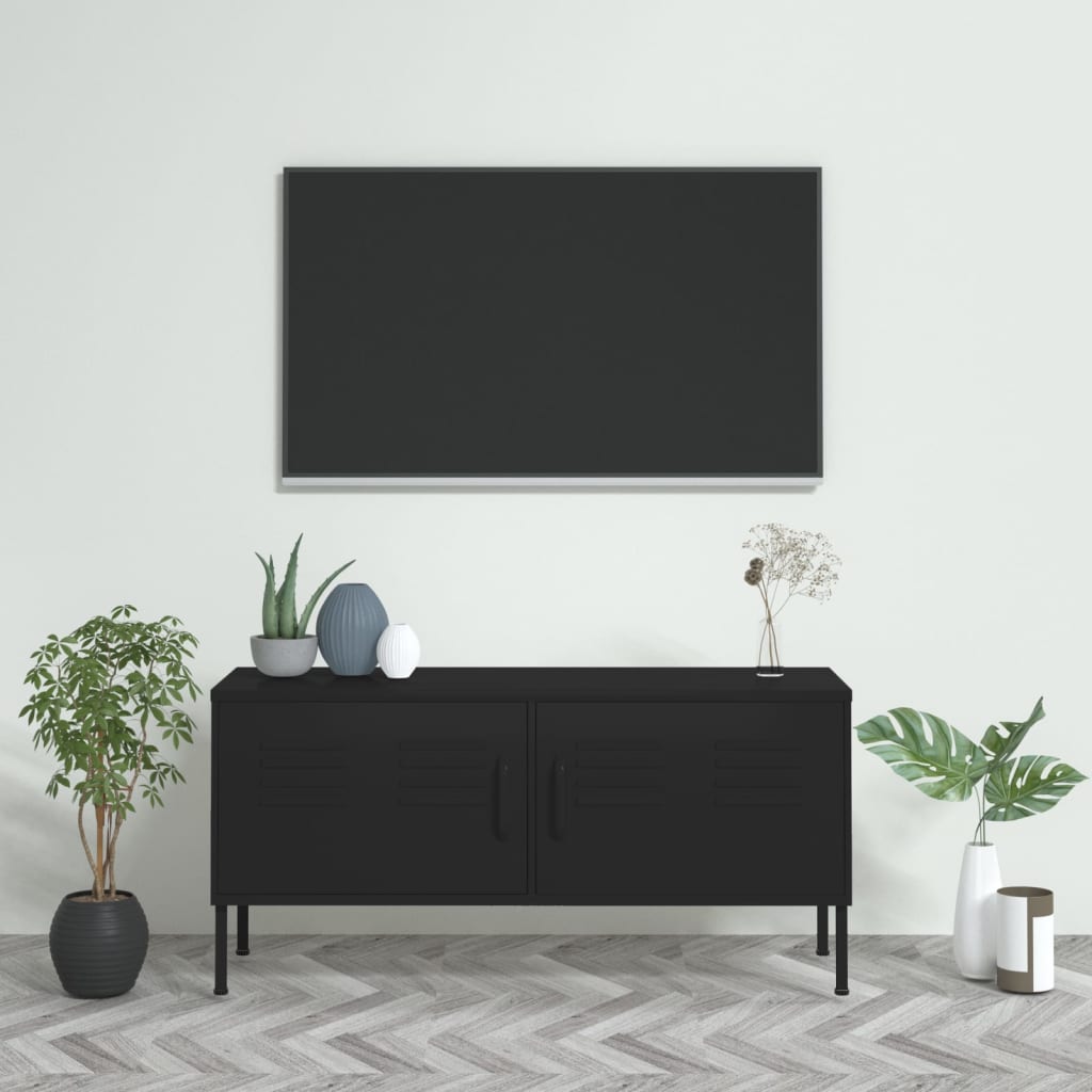 vidaXL TV skříňka černá 105 x 35 x 50 cm ocel