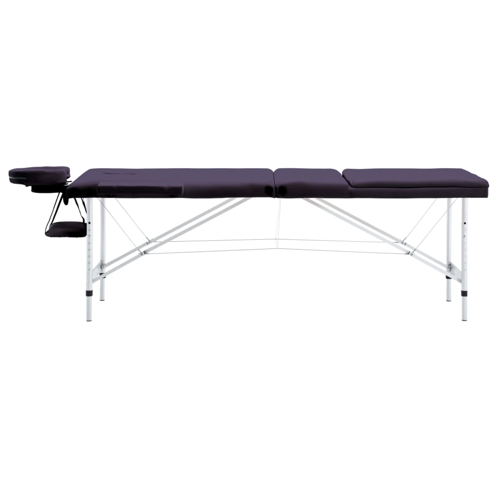 vidaXL Skládací masážní stůl 3 zóny hliník fialový