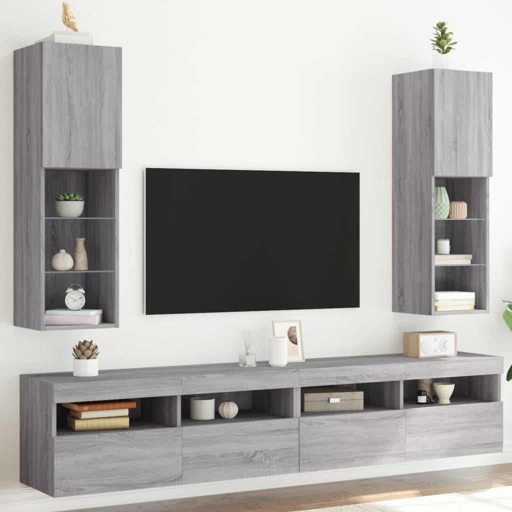 vidaXL TV skříňky s LED osvětlením 2 ks šedé sonoma 30,5 x 30 x 102 cm