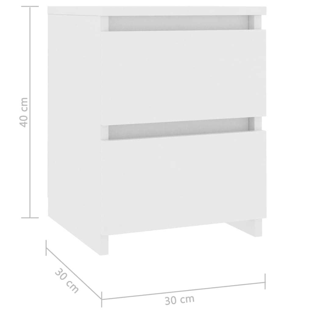 vidaXL Noční stolek bílý 30 x 30 x 40 cm dřevotříska